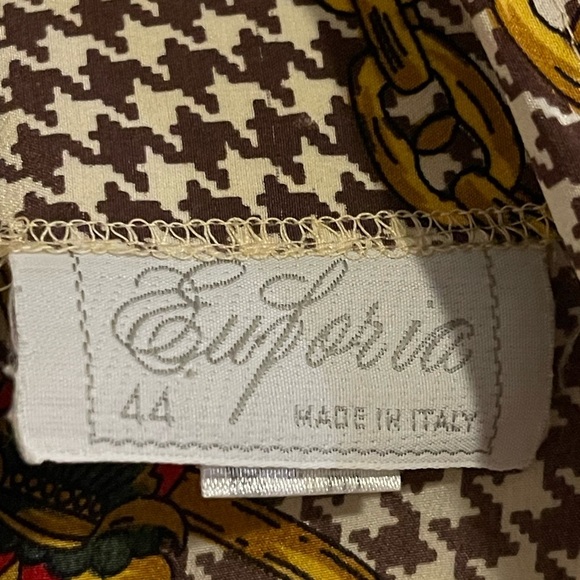 Euforia Made In Italy 100% Silk Houndstooth Blouse Size 44 - Picture 3 of 3